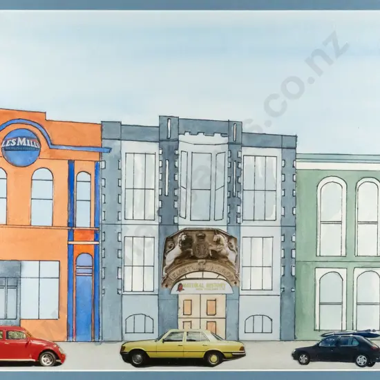 unsigned - framed mixed media - Dowling Street H-270 W-350