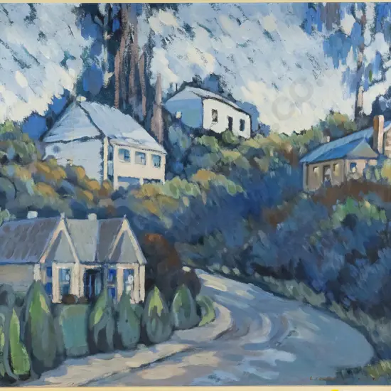 Lindsay Jolly  - framed oil - "Leith Sunset" H-460 W-520