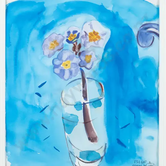 JMP 96 - framed watercolour - "BLUE 1" H-290 W-250