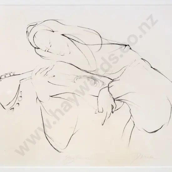 D A Winter - framed ltd edition print 2/13- string musician - slight foxing H-315 W-415