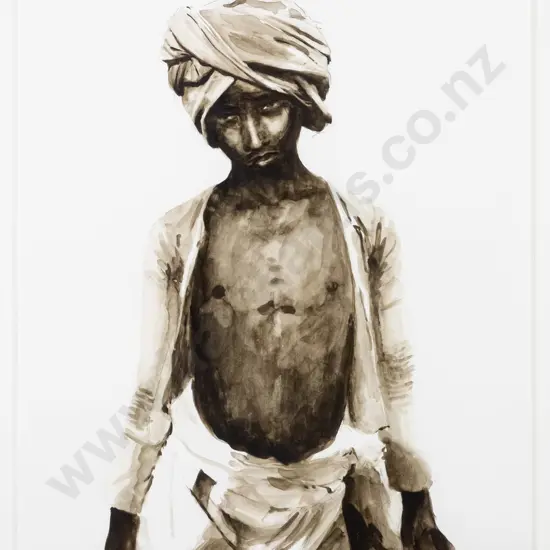 Illegible signature 07 - framed watercolour- "Kind" H-360 W-240