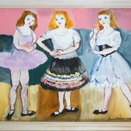 Annie Baird 1991 - framed watercolour "Ballet Class"  H-650 W-900