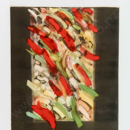 Marilynn Webb March 81 - framed print- "Evening, tussock & the Waipori River" H-540 W-330