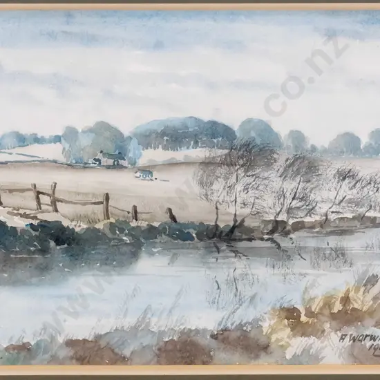 A Warwick 1948 - framed watercolour - country scene H-240 W-350