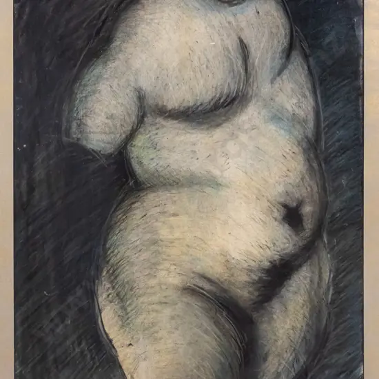 unsigned -mixed media- "portrait of a stomach" H-530 W-400