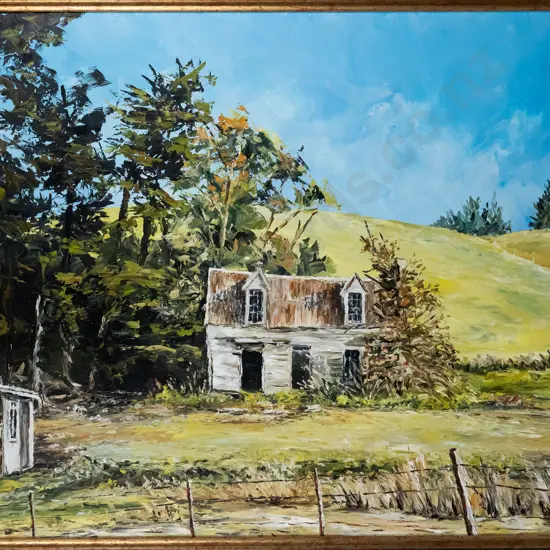 illegible signature - framed oil on board- old country house H-590 W-780