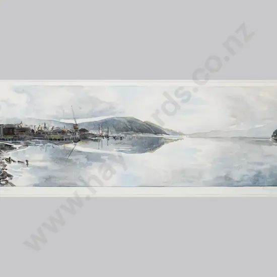 Margaret Anne Howard - framed watercolour- "Otago Harbour" H-160 W-550