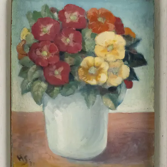 HS 71 - framed oil - flowers in vase H-150 W-130