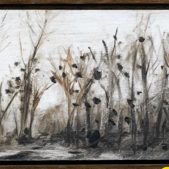 Inge Doesburg 04 -framed acrylic- "Winter Trees in Berlin" H-120 W-210