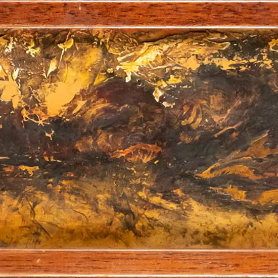 illegible signature - framed oil on board - "Dusk Mackenzie Country" H-110 W-410