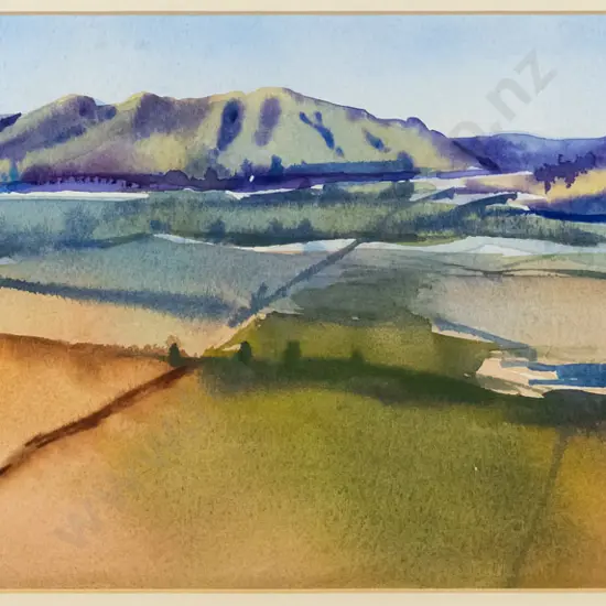 June Tyson -framed watercolour- landscape H-170 W-440