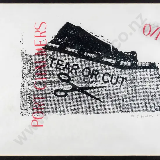 t barlow  '90 - framed ltd edition print 7/8 "Port Chalmers Tear Or Cut" H-200 W-290