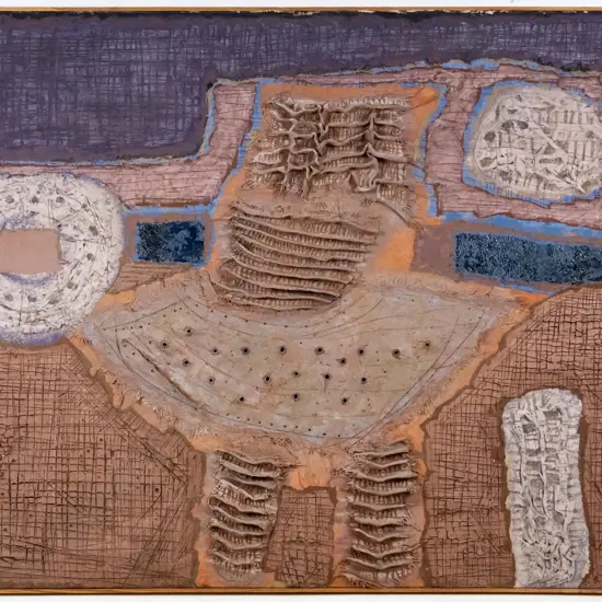 Sverre Dybing (Norway) - framed mixed media - abstract H-890 W-1120