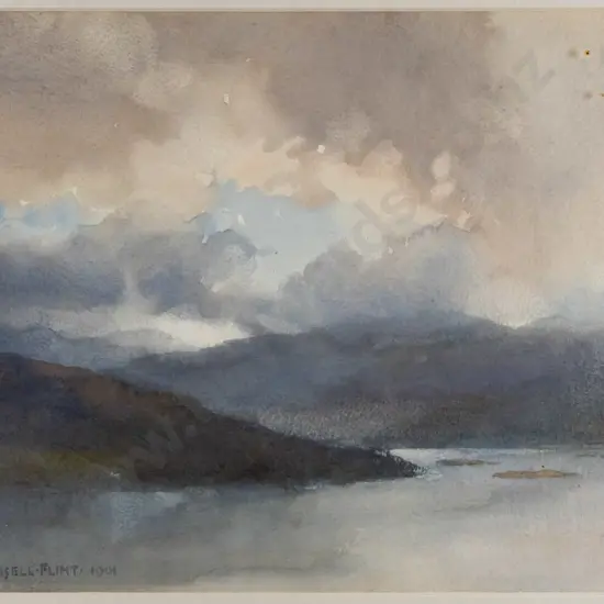 W Russell Flint 1901 - framed watercolour- lake & mountain scene H-230 W-280