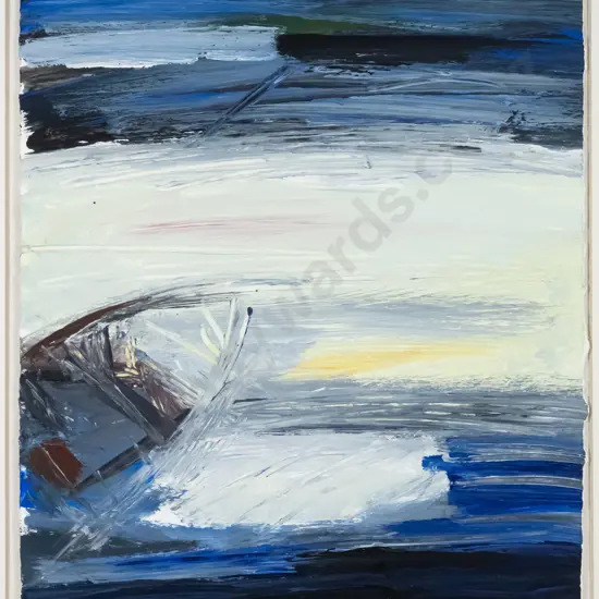 Angela Burns 1997 -framed oil - "Moeraki Boat" H-345 W-250