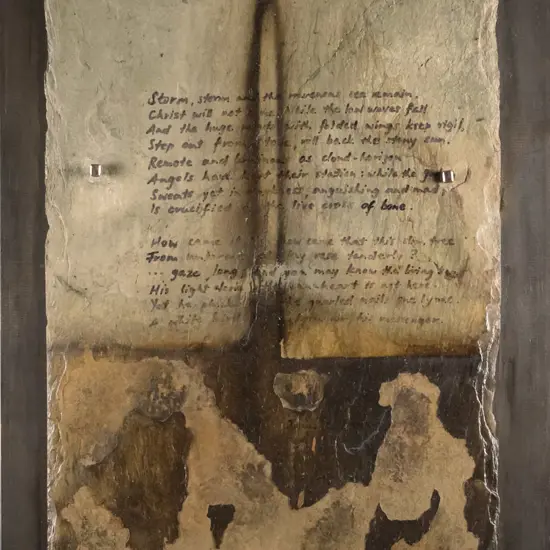 Claire Beynon 2003 - mounted oil slate - "Easter Sonnet" H-510 W-250