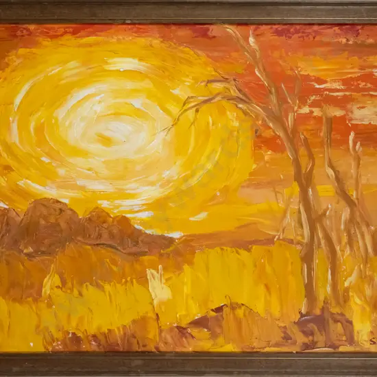 S L Fletcher 77 -framed oil on board- "Heat" H-490 W-740