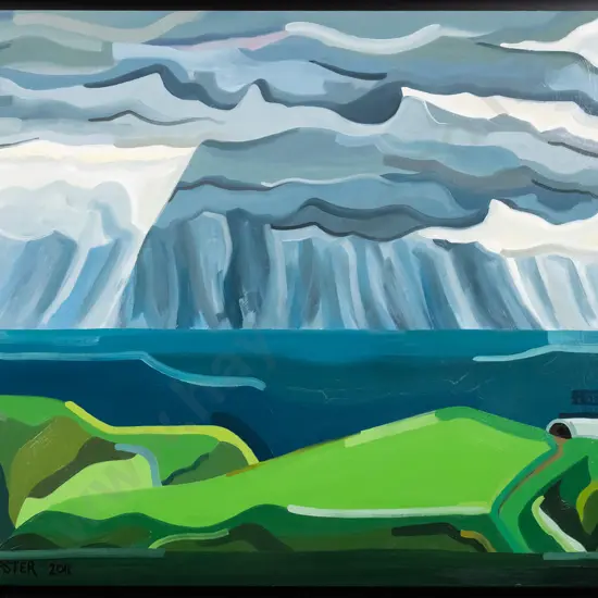 Nic Dempster  2011 -framed oil & acrylic- "A week at Betty's VI" H-340 W-450