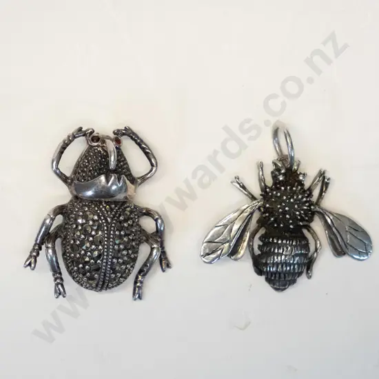 bug brooch & necklace [no chain] stamped 925