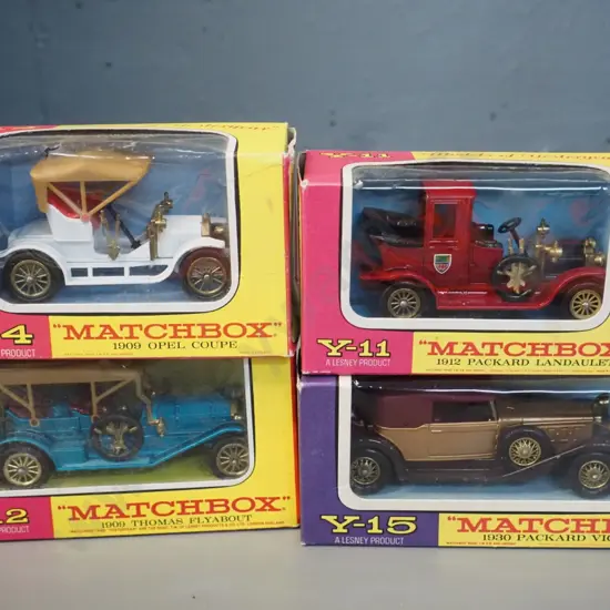 4 Matchbox Models of Yesteryear die-cast vintage cars in original boxes