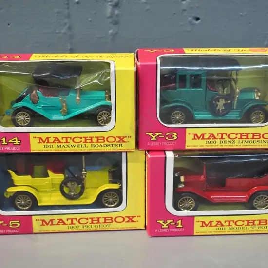 4 Matchbox Models of Yesteryear die-cast vintage cars in original boxes