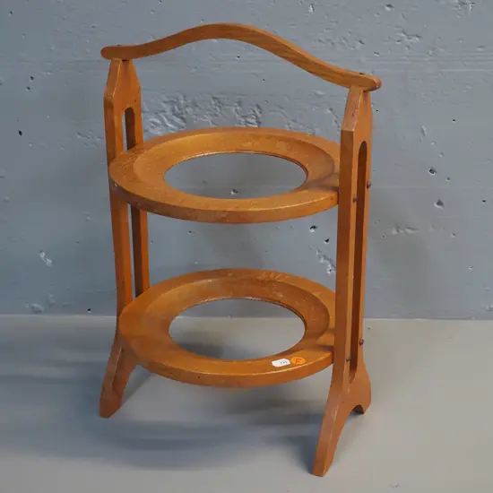 deco oak 2-tier plate serving stand H-430 W-285