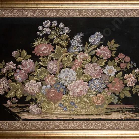 framed tapestry - flowers (slight age marks) H-540 W-880