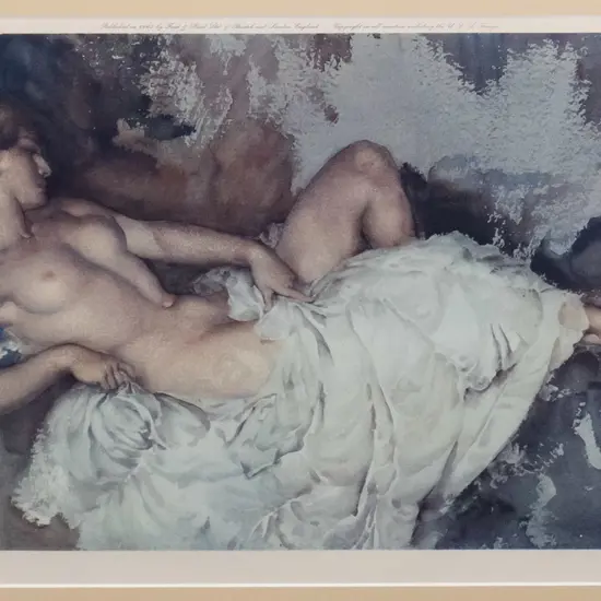 signed W. Russell Flint print - reclining nude H-320 W-580