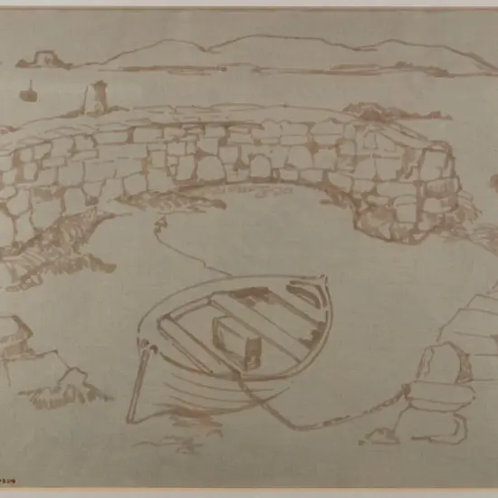 Jean Irwin - framed watercolour - coastal scene H-360 W-510