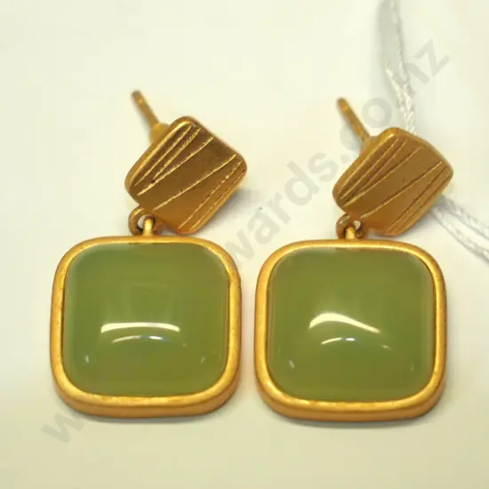 pair of light green stone earrings stamped S925