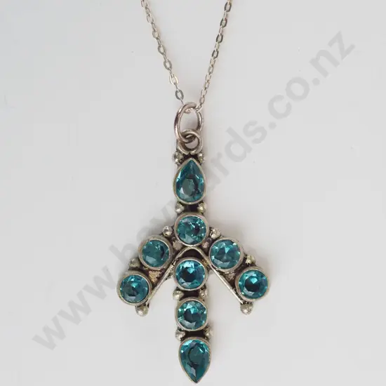 silver aquamarine necklace stamped 925