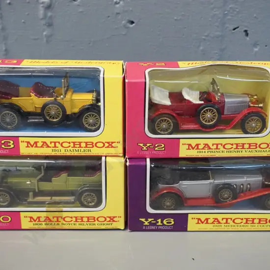 4 Matchbox Models of Yesteryear die-cast vintage cars in original boxes
