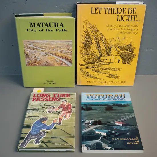 4 books: Mataura rugby & history, Tuturau, Bullendale / Central Otago electricity generation - minor wear
