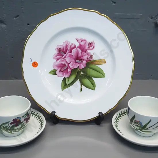 2 Portmeirion Botanic Garden cups & saucers and a Spode rhododendron cabinet plate D-270
