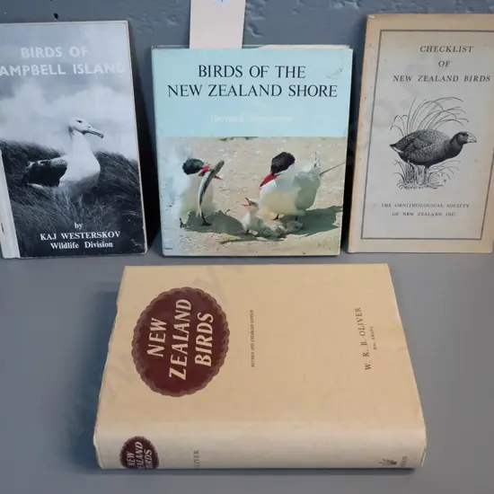 4 NZ ornithology books: WRB Oliver's New Zealand Birds 1955 printing, Campbell Island, OSNZ checklist & Stonehouse