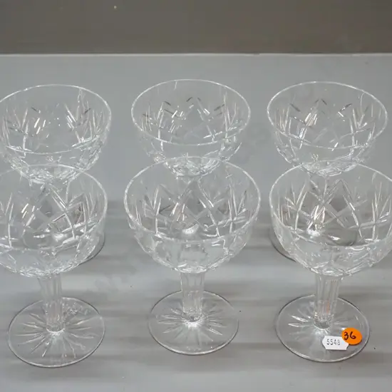set of 6 hollow-stem cut crystal champagne floats H-115 D-85