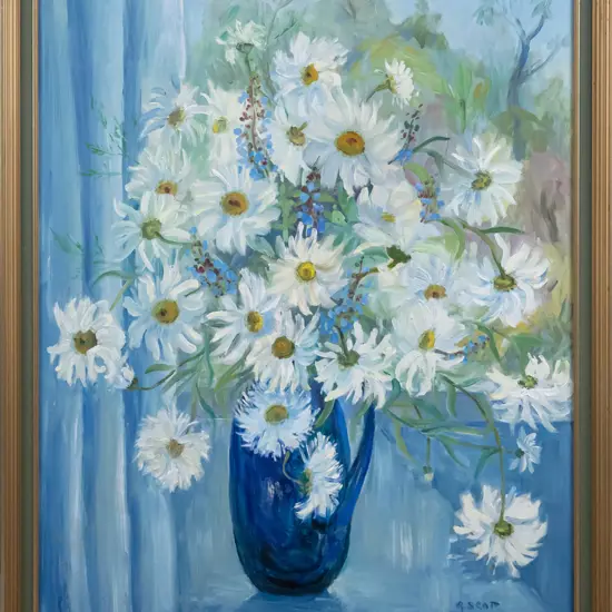 R Scott - framed oil - flowers H-660 W-530