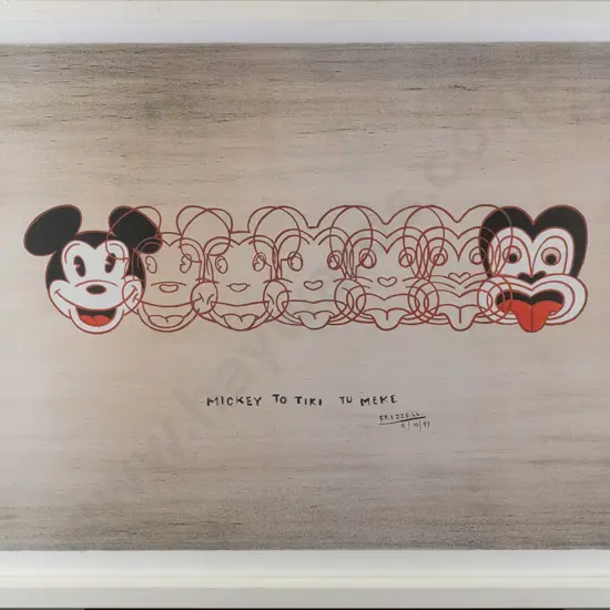framed  Dick Frizzell ltd edition print 5/50 "Mickey To Tiki Tu Meke" H-460 W-610