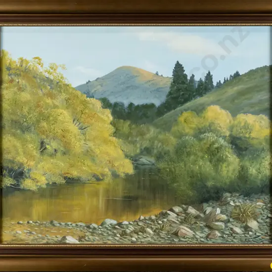 Sylvia Carter - framed oil "Bucklands Crossing" H-390 W-500