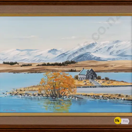 D Williams - framed oil - The Church of the Good Shepherd H-190 W-270