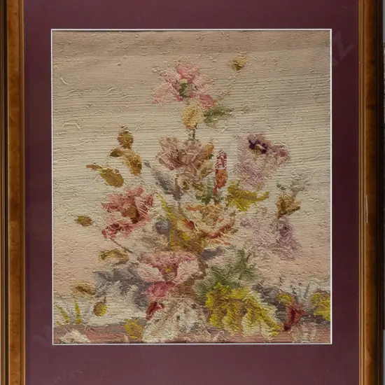 framed tapestry circa1920s - flowers H-480 W-430