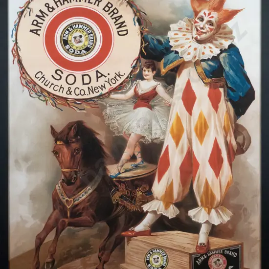 framed reproduction advertising  poster - The Great Arm & Hammer Brand Soda H-800 W-600
