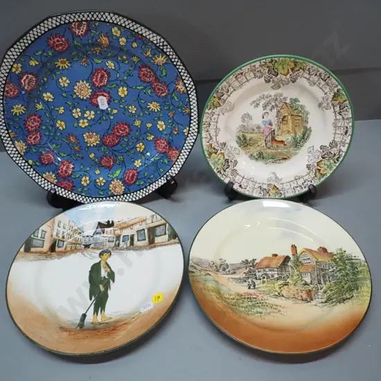 4 display plates, 3 Royal Doulton including "Poor Jo", and a Spode "Spode's Byron"