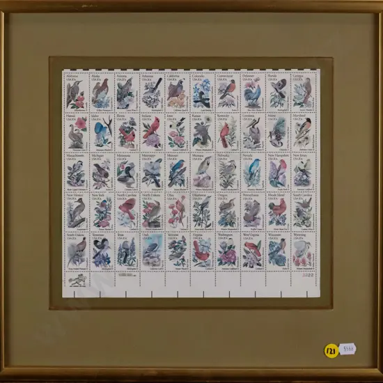 framed USA states stamps H-225 W-255
