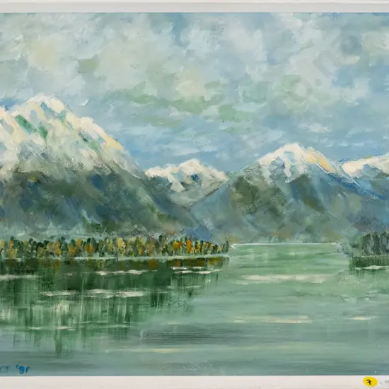 Plunkett '81 - framed oil - Glendhu Bay, Wanaka H-360 W-470