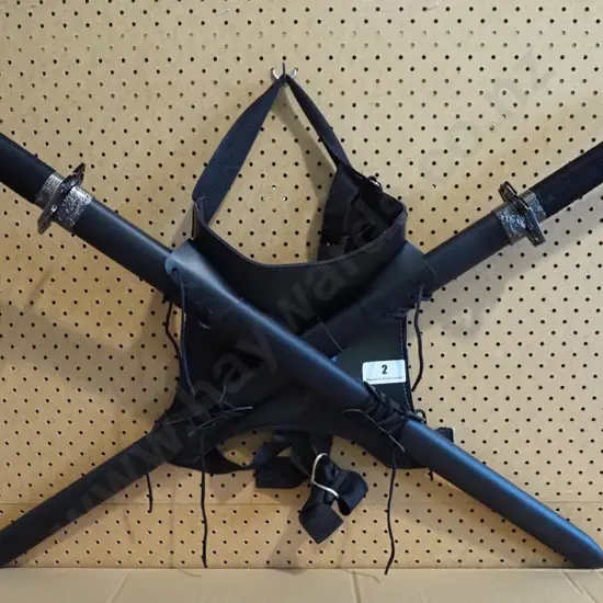 double Deadpool katana swords and holder