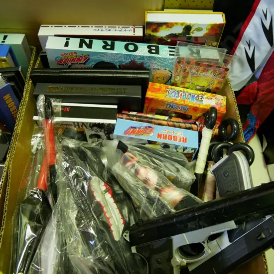 lucky dip box of assorted fantasy colllectables and toys