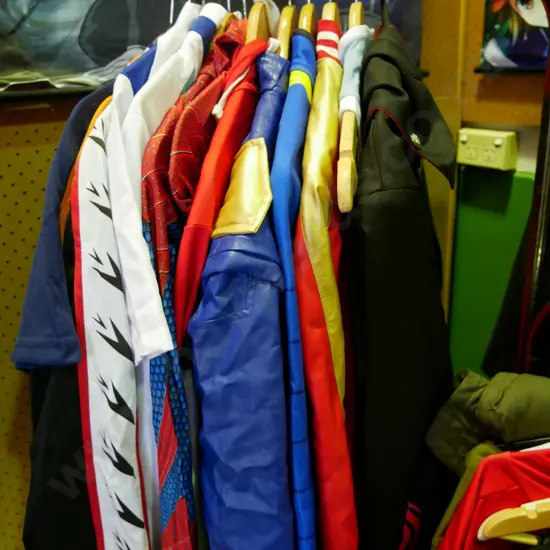 rack of assorted costumes
