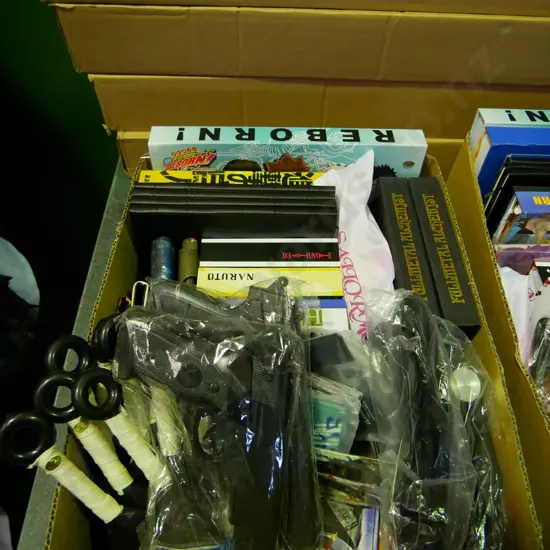 lucky dip box of assorted fantasy colllectables and toys