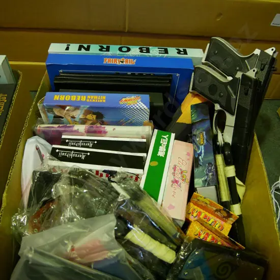 lucky dip box of assorted fantasy colllectables and toys